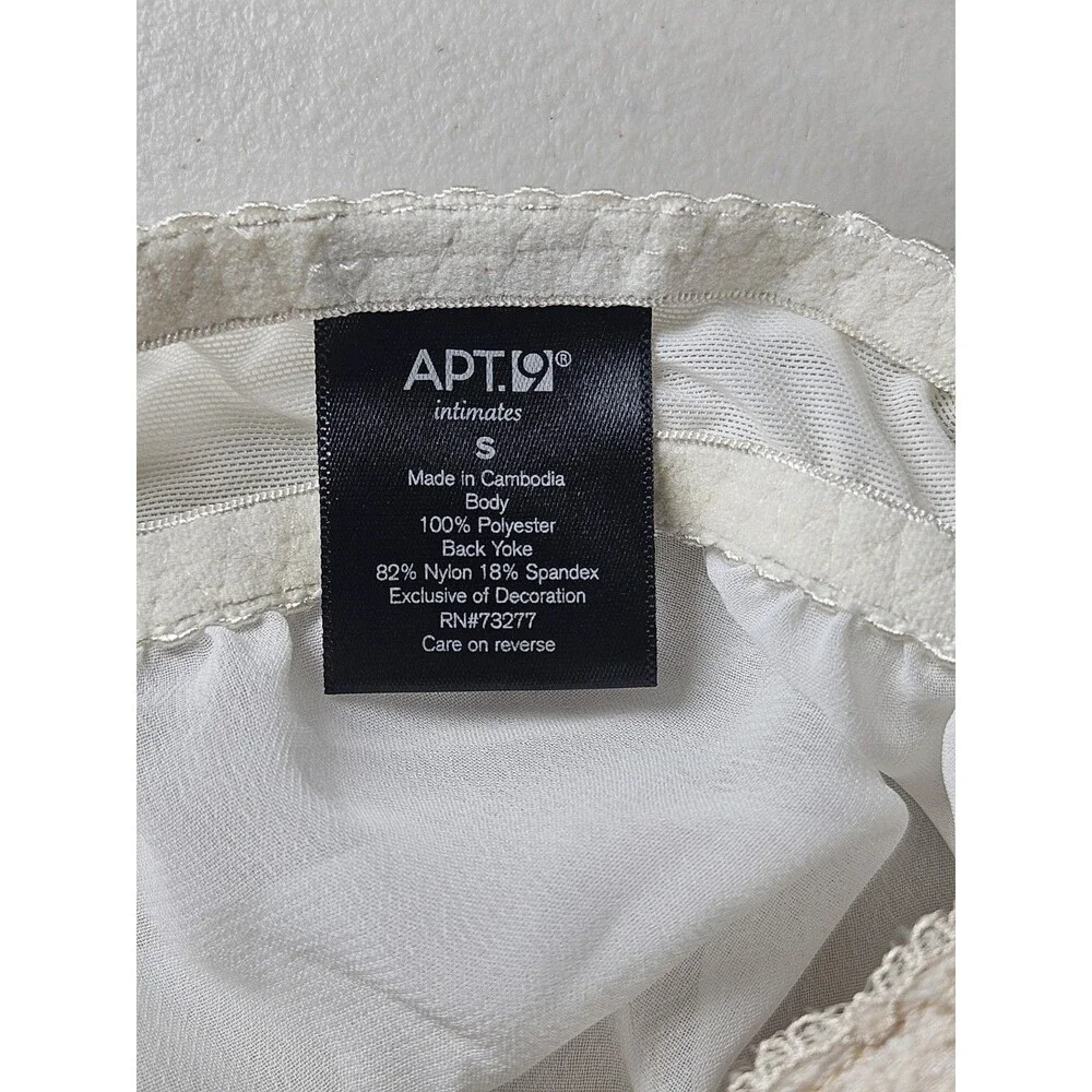 Apt. 9 Intimates White Pleated Babydoll Chemise Lingerie Underwire Pearl Bow S